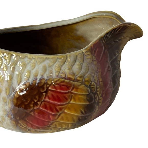 Harvest Gravy Boat NEW Hand Painted Artisan Ceramic Thanksgiving Turkey Autumn - Picture 9 of 16